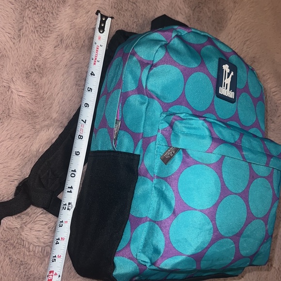 Wildkin purple turquoise blue polka dot backpack 🎒school bookbag zipper pockets - Picture 11 of 11